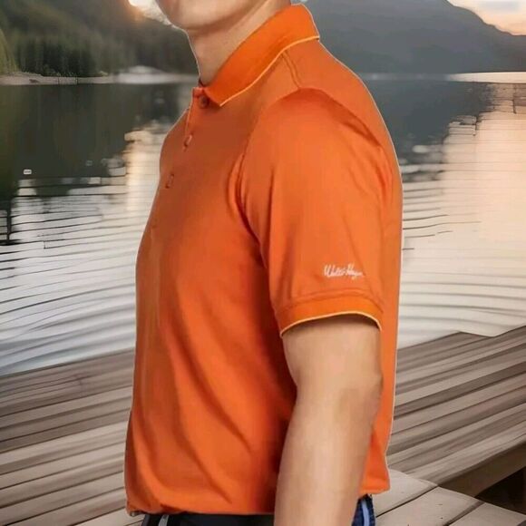 Walter Hagen Men's Toasted Orange Clubhouse Pique Golf Polo Medium NWT A110 - Picture 3 of 3